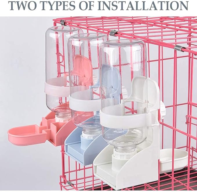 2 Pack 17oz Rabbit Water Bottle No Drip – Hanging Automatic Cage Dispenser for Small Pets Leak-Proof Water Feeder for Bunny, Guinea Pig, Chinchilla, Ferret, Hamster, Hedgehog
