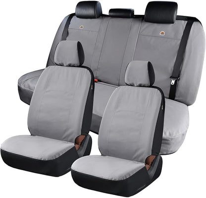 Coverado Car Seat Covers Front, Canvas Universal Seat Covers for Cars, 2-Pack Car Seat Cushions, Auto Seats Protectors for Kids & Dogs, Driver Seat Covers Fit for Most Vehicles Trucks SUVs/Gray