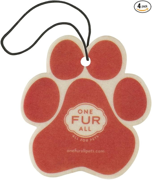 One Fur All Pet House Air Freshener - Ruby Red Grapefruit Pack of 4 - Non-toxic, Pet-Friendly for Small Spaces & Car - Hanging Odor Eliminating