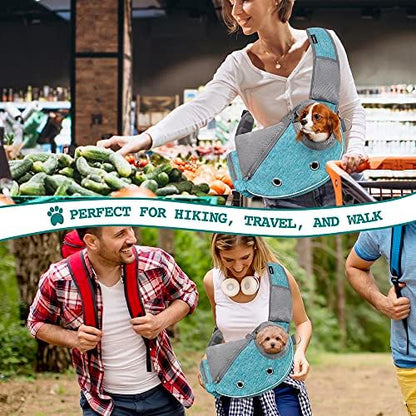 PetAmi Small Dog Sling Carrier, Puppy Cat Hands-Free Purse, 5 lb, Sea Blue
