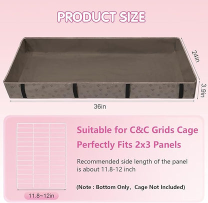Funfurry Waterproof Guinea Pig Cage Liner,Washable Tarp Bottom Base,Cage Liners for Small Animals,Hamster Chinchilla Hedgehog Ferret Rabbit. (Tan Brown-Paw, 24" X 36")