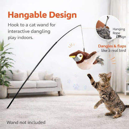 Flappy Bird Cat Toy – Interactive Flapping & Chirping Bird Toy for Cats (No Flying), Indoor Cat Toy for Exercise & Play, Durable Chew Toy, Catnip Toy for Kitten or Small Dogs (Large 9x3")