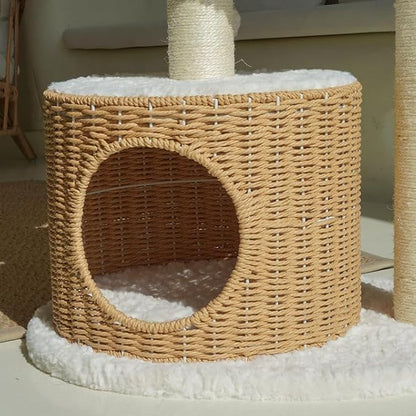 Happy & Polly 33.1" Cat Tree Tower - Condo with Scratching Posts Luxury Cozy House Indoor for Cats, Multi-Level Play Activities Platform Soft Perch