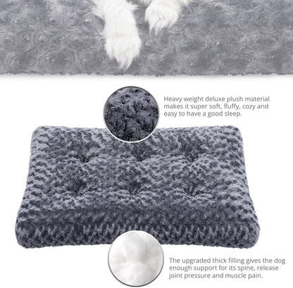 Washable Dog Bed Deluxe Plush Dog Crate Beds Fulffy Comfy Kennel Pad Anti-Slip Pet Sleeping Mat (41.0" L x 27.0" W x 4.0" Th)