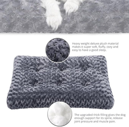 Washable Dog Bed Deluxe Plush Dog Crate Beds, Fulffy Comfy Kennel Pad Anti-Slip Pet Sleeping Mat (35.0" L x 23.0" W x 3.5" Th)