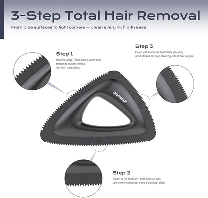 Pet Hair Remover for Car and Home - Multi-Surface Fur Removal Tool for Car Interiors, Furniture, Couch, Carpet, and Bedding | Portable and Effective Cat & Dog Hair Remover(Obsidian Black)