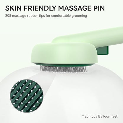 aumuca Cat Brush for Shedding, Cat Brushes for Indoor Cats, Horses Grooming Deshedding Brush for Dog Kitten Horse Massage Removes Loose Fur, Forest Green