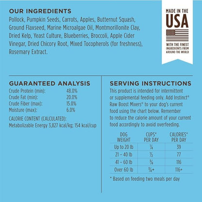 Instinct Raw Boost Mixers, Freeze Dried Dog Food Topper, Grain Free - Wild Caught Pollock, 5 oz. Bag