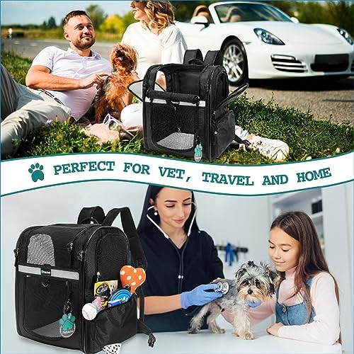 PetAmi Dog Backpack Carrier for Cats, 4-Way Entry Ventilated, 18 lbs, Black