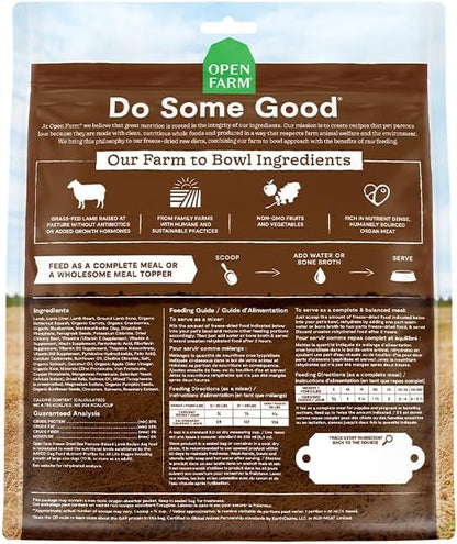 Open Farm Freeze Dried Raw Dog Food, Lamb Bite-Sized Morsels, 22oz Bag
