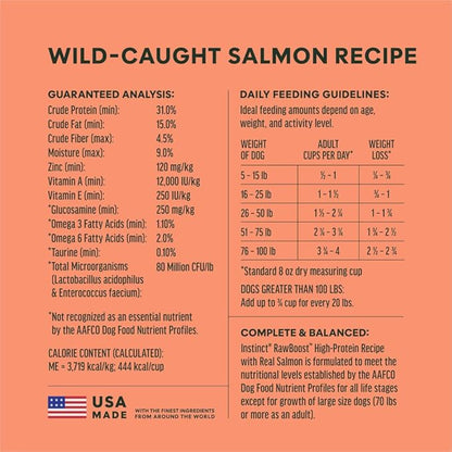 Instinct RawBoost, Natural Dry Dog Food with FreshDried Raw, High Protein, Grain-Free Recipe - Real Salmon, 19 lb. Bag