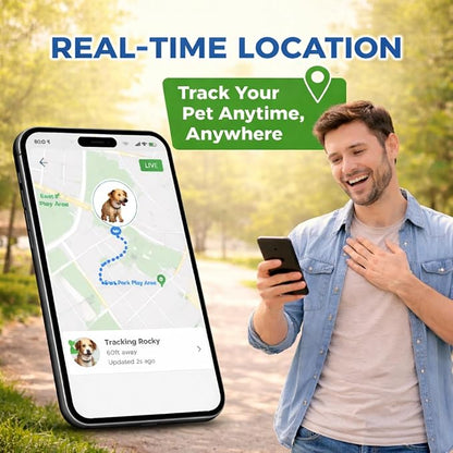 Pet GPS Tracker for Dogs Real Time Tracking, Subscription Required | Lightweight IP65 Waterproof, Fit Most Collar, Activity & Wellness monitoring, Geo-fence Alert, Double Anti-lost