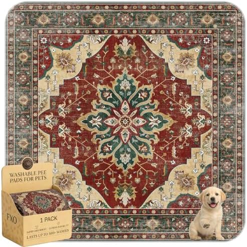 Washable Pee Pads for Dogs,Great Urine Absorbent Reusable Puppy Training Pads,Waterproof,Leak-Proof & Non-Slip Potty Pads for Whelping,Crate,Playpen,Bed.(Red Forest Floral,72"x72")