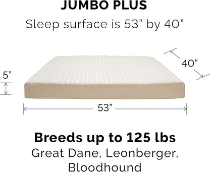 Furhaven Orthopedic Dog Bed for Large Dogs w/ Removable Washable Cover, For Dogs Up to 125 lbs - Ultra Plush Faux Fur & Suede Mattress - Cream, Jumbo Plus/XXL