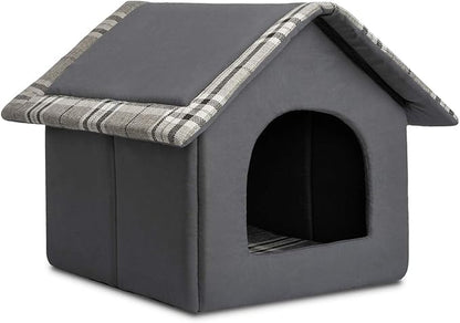 Hollypet Cozy Pet Bed Warm Cave Nest Sleeping Bed Puppy House for Cats and Small Dogs, Gray