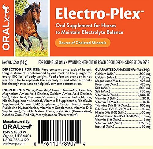 DAONEG Electro-Plex Electrolyte Paste for Horses. Replenishes Electrolytes & Nutrients. Encourages Water Consumption. Easy-Dose Syringe. 1.2 Oz.