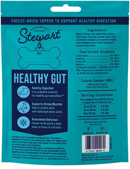 Stewart Freeze Dried Dog Treats & Food Topper, Healthy Gut Formula, 8 oz