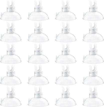 Pawfly Aquarium Suction Cup Clips for Standard 3/16" ID Airline Tubing Clear Air Hose Holder Clamp Accessories for Fish Tank Aeration Setup, 20 Pack