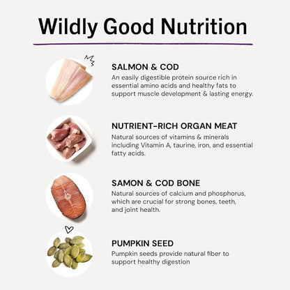 Stella & Chewy's Freeze-Dried Raw Cat Dinner Morsels - Premium Salmon & Cod Recipe with 98% Wild-Caught Fish & Organs - Natural Grain-Free Cat & Kitten Food - Made in USA - 18 oz (Pack of 2)