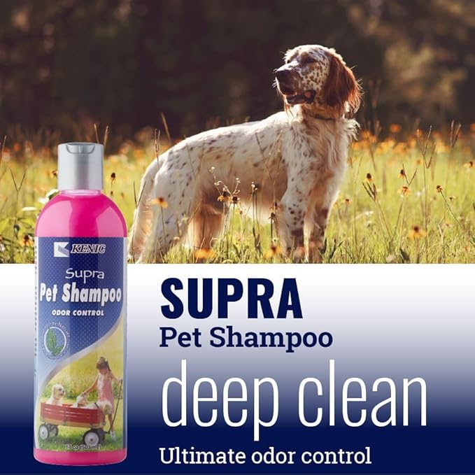 Kenic Supra Odor Control Dog Shampoo, Deodorizing Deep Clean, Naturally Derived Ingredients, Eliminates Tough Pet Odors, Made in USA