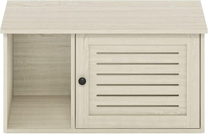 Furinno Peli Farmhouse Hidden Cat Litter Box with Divider, White Wash