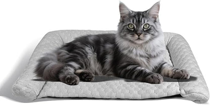 Cooling Mat - Thicken Portable & Foldable Mat for Small Cats/Kitten, Non-Slip & Machine Washable, Ideal for Carriers, Beds & Indoor Comfort(Grey, S 20''*12'')