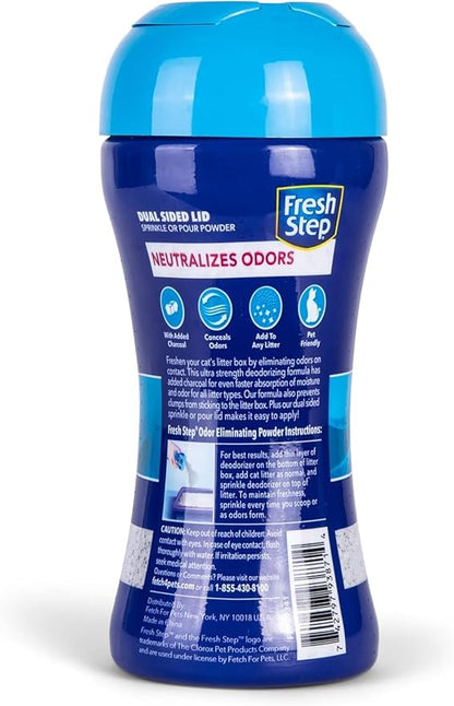 Fresh Step Litter Box Charcoal Odor Eliminator Powder, Cat Litter Deodorizer Additive to Help Absorb and Control Strong Litter Box Odors for Cleaner Smelling Homes, 15 Oz