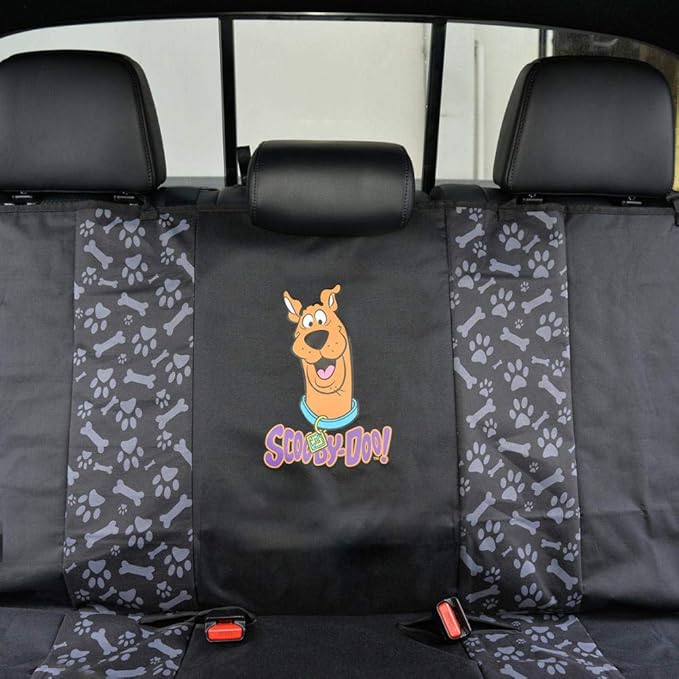 BDK Scooby Doo Waterproof Dog Car Seat Cover for Back Seat, Full Hammock Style – Heavy Duty Black Oxford Automotive Rear Bench Seat Cover for Dogs, Interior Covers for Auto Truck Van SUV