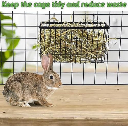 kathson Rabbit Hay Feeder 2 Pack, Metal Bunny Hay Rack for cage with Hooks, Rabbit hay Holder for Bunny Guinea Pig Chinchilla