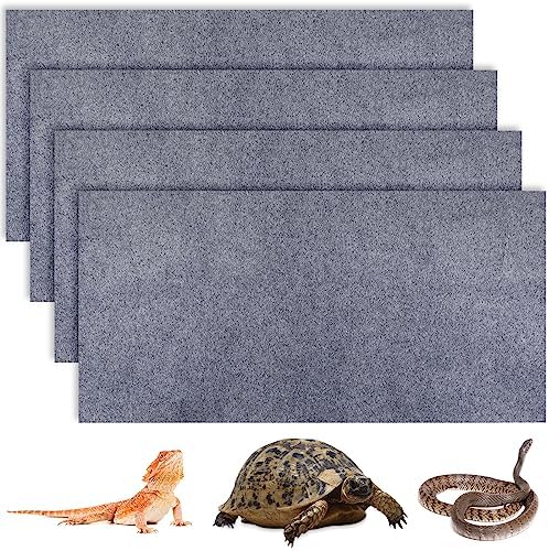 Haull 4 Pcs Reptile Carpet Terrarium Floor Mat Liner, 47 x 24 Inch, Gray