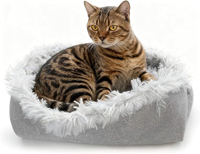 FAMILY'S BACKYARD Cat Bed for Indoor Cats,Foldable, Dual-Style Warm Pet Bed, Suitable for Individual Cats and Small Dogs.Dog beds for Small Dogs，Size:27.56 * 23.62 * 1.18inch.