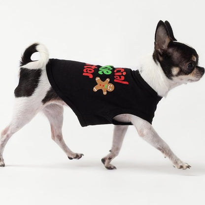Fitwarm Official Cookie Tester Funny Dog Shirt, Christmas Dog Clothes for Small Dogs Boy Girl, Holiday Doggy Tshirt, Pet Outfit, Gingerbread, Black, Red, Green, Large