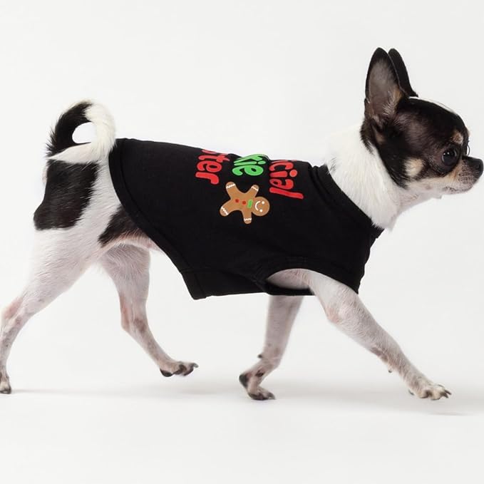 Fitwarm Official Cookie Tester Funny Dog Shirt, Christmas Dog Clothes for Small Dogs Boy Girl, Holiday Doggy Tshirt, Pet Outfit, Gingerbread, Black, Red, Green, Small