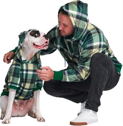 Spark Paws Human Hoodie - Premium Quality, Buttery Soft, Superior Comfort and Fit, Calming Fleece Interior, Suitable for All Styles – Green Plaid, L