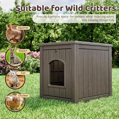 Cat Litter Box Enclosure, Weatherproof Multi-Use Resin Hidden Litter Cabinet, Indoor Outdoor Anti-Scratch Pet Litter Box Furniture, Tool-Free Assembly & Easy Clean, Gray