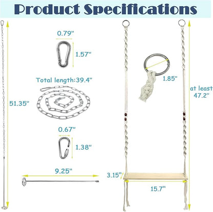 Chicken Swing Toy and Hanging Feeder with Chain and Hook for Large Chicken Coop, Accessories and Decor for Hens and Roosters, Ideal Gifts for Chicken Lovers and Oweners
