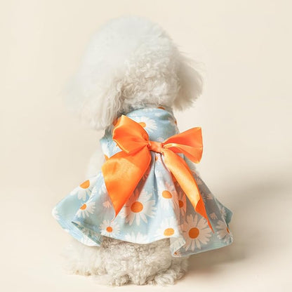 PUPTECK Floral Dog Dress for Spring Outfit Puppy Cute Small Dogs Clothes,Daisy,XS