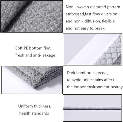 kathson Rabbit Pee Pads Disposable Cage Liners 40PCS All Absorb Black Carbon Odor Control Bunny Training Accessories with Quick-Dry Surface for Puppy Guinea Pig Kitten Hedgehog Small Animals