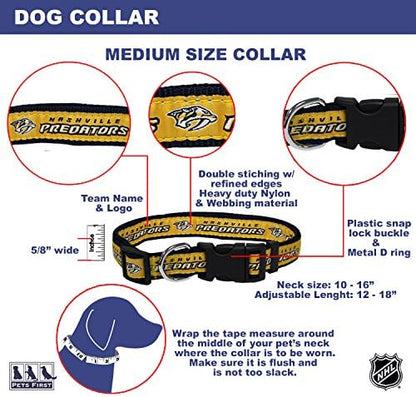 Pets First NHL Nashville Predators Collar for Dogs & Cats, Medium. - Adjustable, Cute & Stylish! The Ultimate Hockey Fan Collar! (Pack of 2)