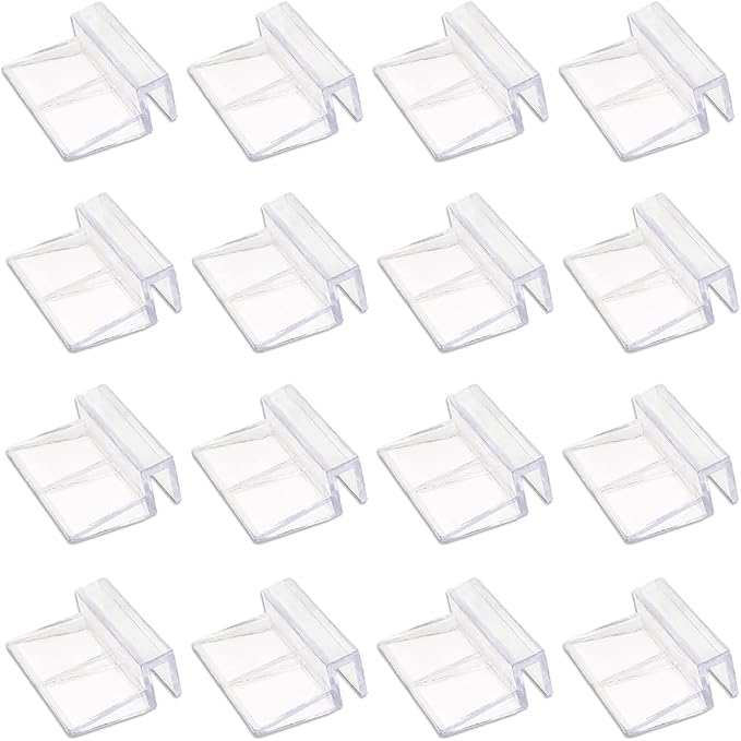 16 PCS 6mm Acrylic Aquarium Cover Clip, Clear Fish Tank Glass Cover Clip Support Holder Universal Lid Clips for Rimless Aquariums
