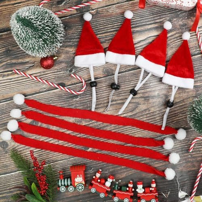 FOIMAS 12pcs Christmas Pet Chicken Hat Scarf Set Small Animal Hat Costume Set for Hen Duck Hamster Guinea Pig Rabbit Kitty Puppy Parrot Lizard Xmas Party Supply