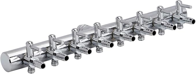 Pawfly 8-Way Aquarium Air Flow Control Lever Valve Chromium Copper Distributor Fish Tank Splitter Pump Accessories