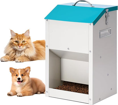 PKNYBZN Automatic Dog & Cat Feeder, 14L Outdoor Gravity Dog Feeder Use, Metal Automatic Feeder Cat Dry Food, Pet Feeding Station for Cats, Dogs and Other Small Animals
