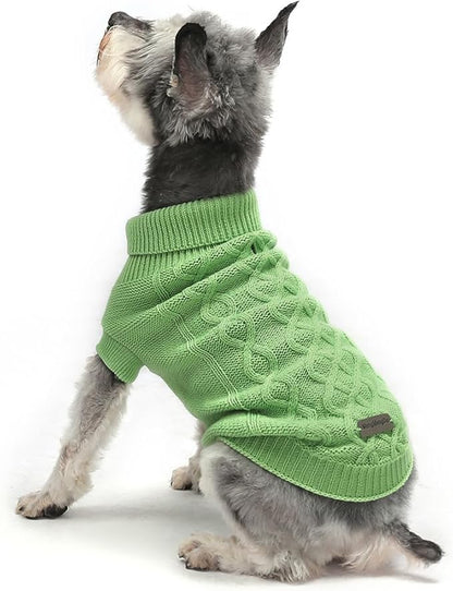 Dog Pullover Sweater, Warm Dog Clothes for Chihuahua, Bulldog, Dachshund, Pug, Yorkie, Dog Outfits for Small Dogs Medium Dogs (Green L)