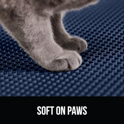 GORILLA GRIP Honeycomb Cat Litter Box Mat, Two Layer Trapping Waste Mats, Soft On Paws, Litter Box Supplies and Essentials for Indoor Cats, Traps Excess, Water Resistant for Floors, 24x15 Navy