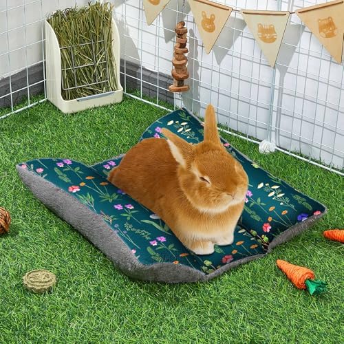 15"x14" Soft Plush Rabbit Bed Washable Cuddle Mat for Small Pets