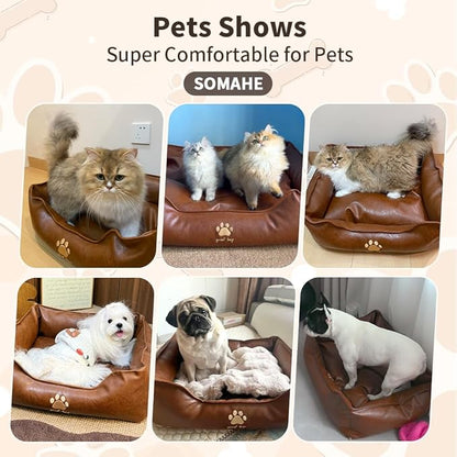 Orthopedic Dog Beds for Small Medium Dogs, Waterproof Pet Bed with Sides, Durable Pet Bed Puppy Bed with Anti-Slip Bottom 24 × 18 × 9 inch Brown