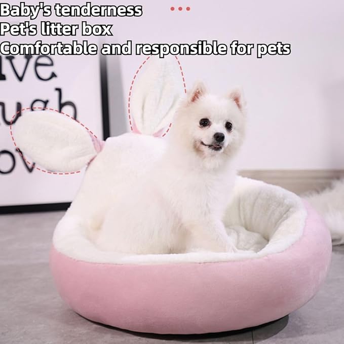 Cat Bed for Indoor Cats, Cat Litter, Dog Litter, Pet Supplies, Warm in Winter, Cute, Washable, Non-Enclosed Circular Deep Sleeping Bed Mat Dog Houses (Pink,Small)