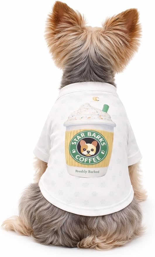 Luxury Designer Dog T Shirt – Trendy Puppy Clothes for Small Dogs, Fashion Pet Tee for French Bulldogs & Chihuahuas, Everything Chic Dog Apparel (StarbarksTee, Large)