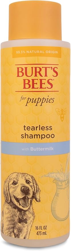 Burt's Bees for Pets Tearless Puppy Shampoo with Buttermilk and Flaxseed Oil, Gentle Dog Shampoo for Puppies 8+ Weeks, Fragrance Free Coat Cleanser with 95% Natural Origin Formula, 16 Fl Oz - 6 Pack